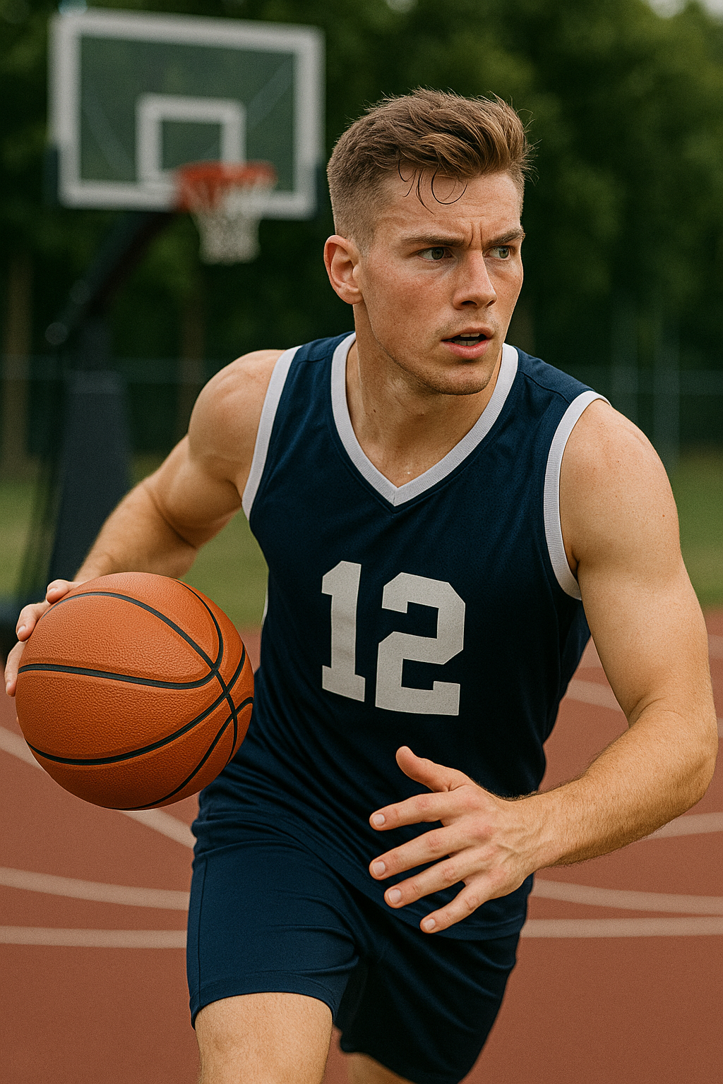 Man playing basketball wearing contact lenses